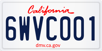 CA license plate 6WVC001