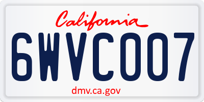 CA license plate 6WVC007