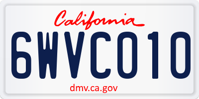 CA license plate 6WVC010