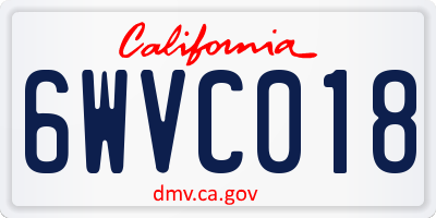 CA license plate 6WVC018