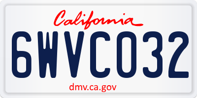 CA license plate 6WVC032