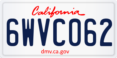 CA license plate 6WVC062