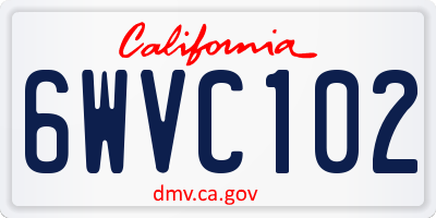 CA license plate 6WVC102