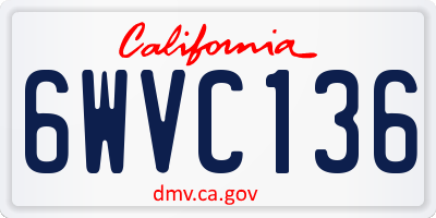CA license plate 6WVC136