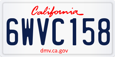 CA license plate 6WVC158