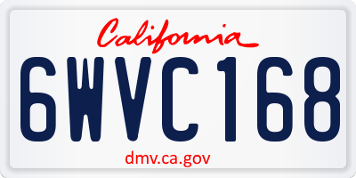 CA license plate 6WVC168
