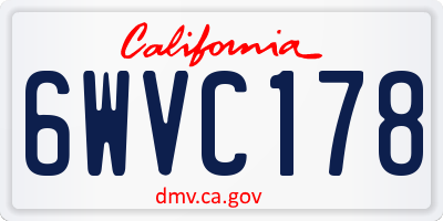 CA license plate 6WVC178