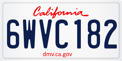 CA license plate 6WVC182