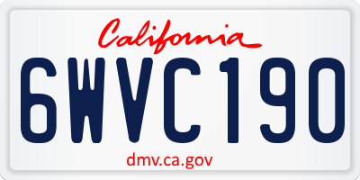 CA license plate 6WVC190