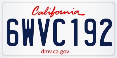 CA license plate 6WVC192