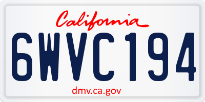 CA license plate 6WVC194