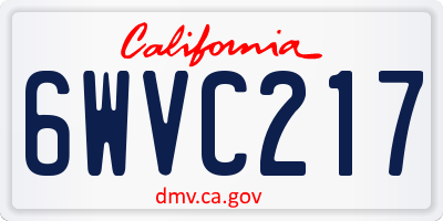 CA license plate 6WVC217