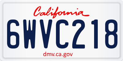 CA license plate 6WVC218