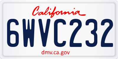 CA license plate 6WVC232