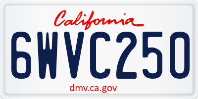 CA license plate 6WVC250