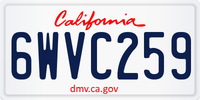 CA license plate 6WVC259