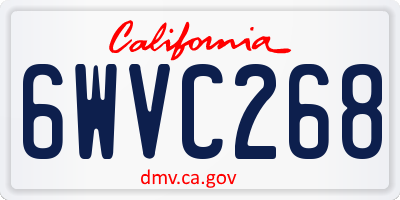CA license plate 6WVC268