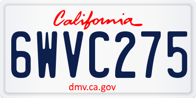 CA license plate 6WVC275