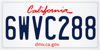 CA license plate 6WVC288