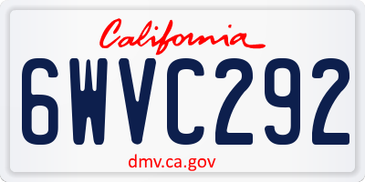 CA license plate 6WVC292