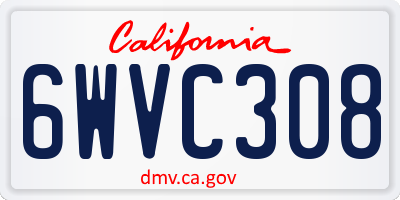 CA license plate 6WVC308