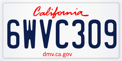 CA license plate 6WVC309