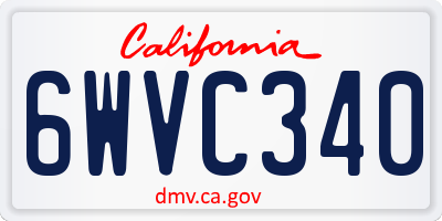 CA license plate 6WVC340