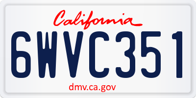 CA license plate 6WVC351