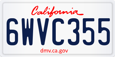 CA license plate 6WVC355