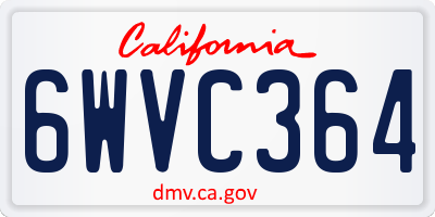 CA license plate 6WVC364