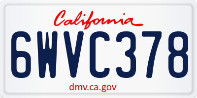 CA license plate 6WVC378
