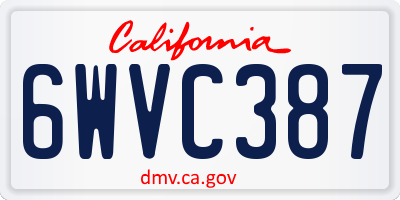 CA license plate 6WVC387