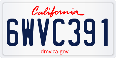 CA license plate 6WVC391