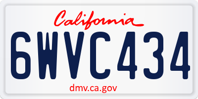 CA license plate 6WVC434
