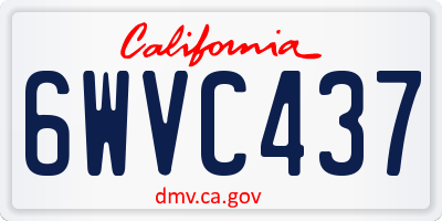 CA license plate 6WVC437