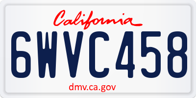 CA license plate 6WVC458