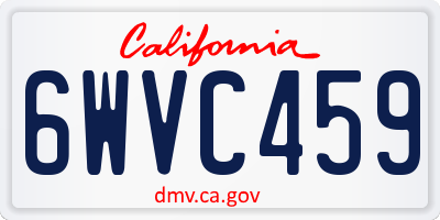 CA license plate 6WVC459