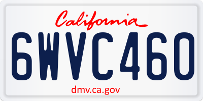 CA license plate 6WVC460