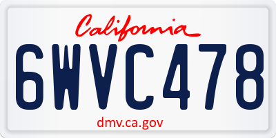CA license plate 6WVC478