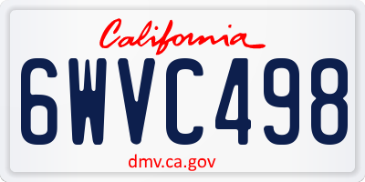 CA license plate 6WVC498