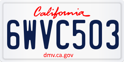 CA license plate 6WVC503