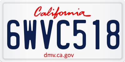 CA license plate 6WVC518