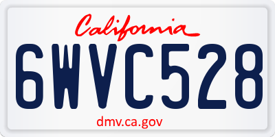 CA license plate 6WVC528