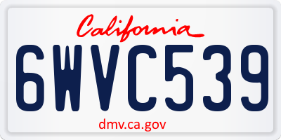 CA license plate 6WVC539