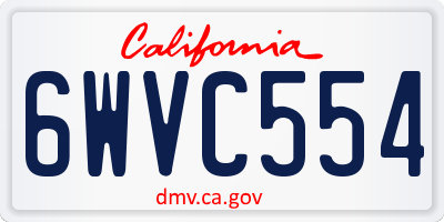 CA license plate 6WVC554