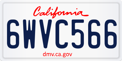CA license plate 6WVC566