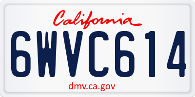CA license plate 6WVC614