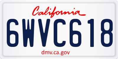 CA license plate 6WVC618