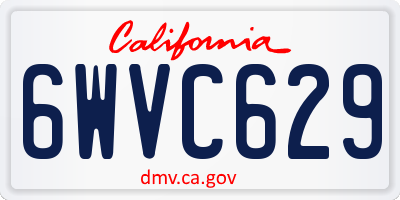CA license plate 6WVC629