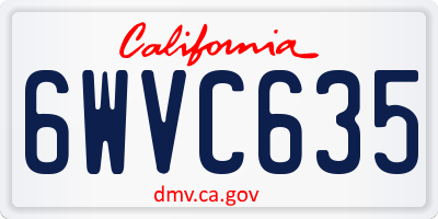 CA license plate 6WVC635